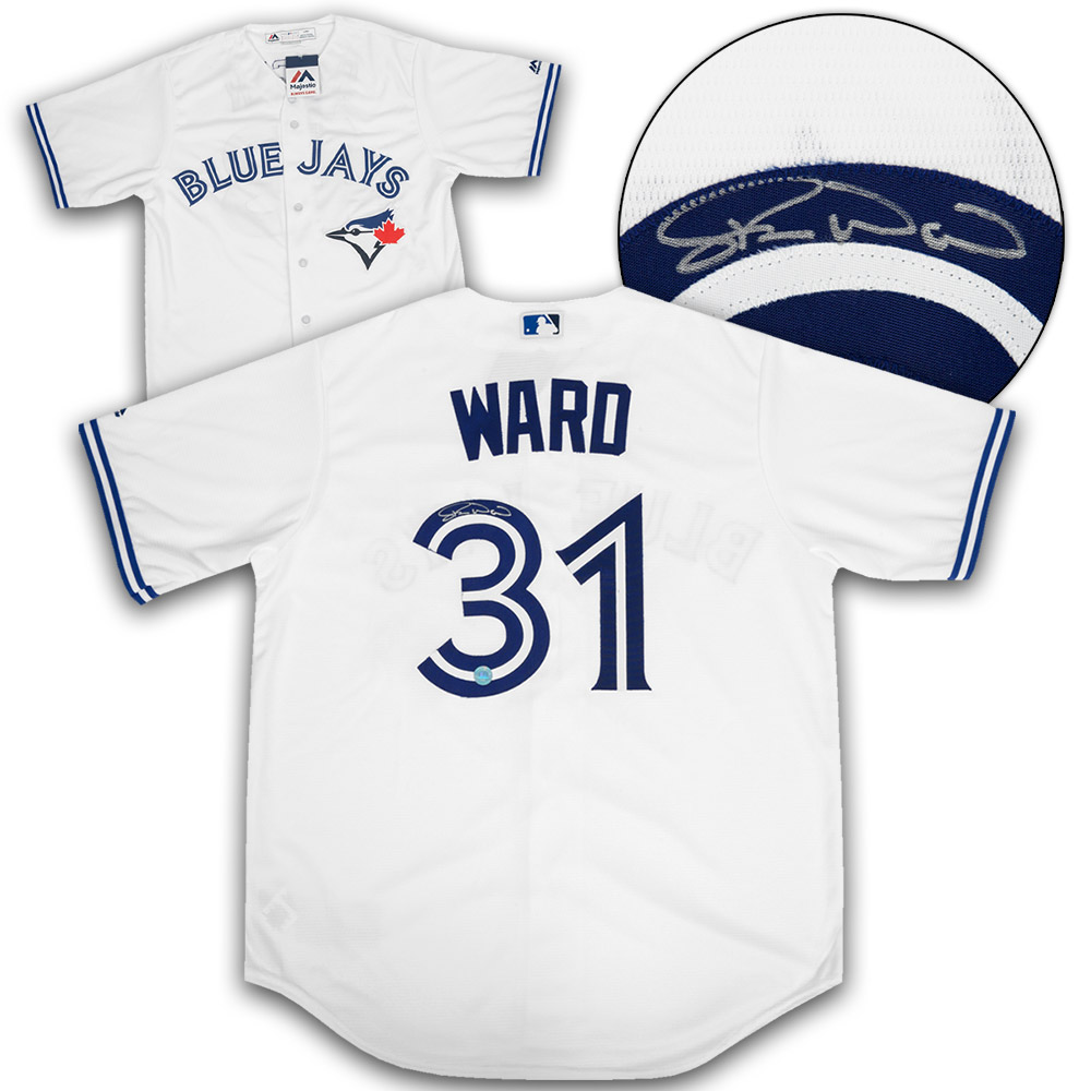 BLUE JAYS AUTHENTICS- Autographed Duane Ward Blue Jays Cooperstown Road  Jersey w/ 1992 World Series Sleeve Patch (Size Large)